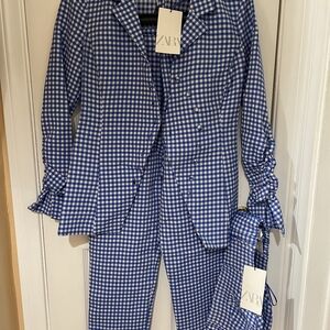 Zara Blue Checkered Suit Set